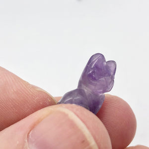 Adorable! 2 Amethyst Sitting Carved Cat Beads | 21x14x10mm | Purple - PremiumBead Alternate Image 2