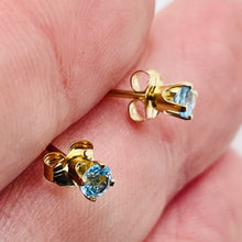 Load image into Gallery viewer, Blue Zircon 14K Gold 3mm Stud Round | 3mm | Blue | 1 Earrings
