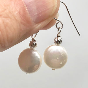 Creamy White Coin FW Pearl Drop/Dangle Earrings | 1 1/4" Long | White | 1 Pair |