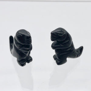 T-Rex Dinosaur Carved Obsidian Tyrannosaurus Rex Figurine | 21x18.5x7mm | Black - PremiumBead Alternate Image 8