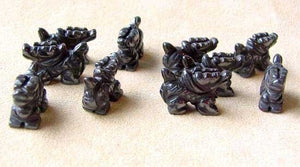 Wild 2 Hematite Hand Carved Winged Dragon Beads | 21x14x9mm | Silver black - PremiumBead Alternate Image 2