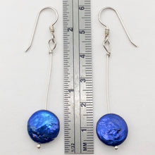 Load image into Gallery viewer, Stunning Cobalt Blue Coin Pearl Drop Earrings in Sterling Silver - PremiumBead Alternate Image 5
