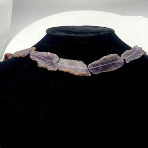 Amethyst Flat Irregular Rectangle Bead Strand | 43x18 to 35x18x3mm | 11 Beads |
