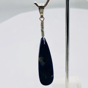Sodalite Sterling Silver Teardrop | 3" Long | Blue/White | 1 Pendant |