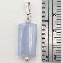 Load image into Gallery viewer, Natural Blue Chalcedony Rectangle Stardust Sterling Silver | 1.5&quot; Long | Pendant
