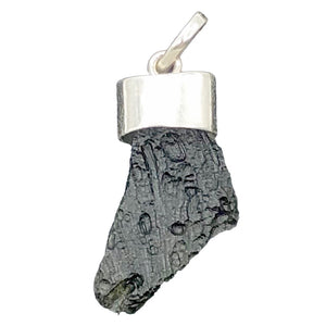 Blue Green Moldavite Sterling Silver Pendant 30x15x6mm | 1 5/8" long