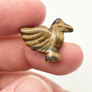 Lovely 2 Hand Carved Tiger's Eye Dove Bird Beads | 25.5x18x7 | Golden - PremiumBead Primary Image 1
