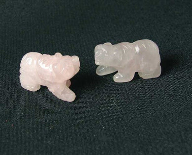 Roar 2 Hand Carved Natural Rose Quartz Bear Beads | 13x18x7mm | light Pink - PremiumBead Primary Image 1