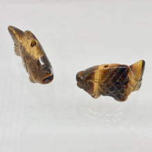 Load image into Gallery viewer, Swimmin&#39; 2 Carved Tigers Eye Fish Koi Carp Beads | 23x11x8mm | Gold - PremiumBead Primary Image 1
