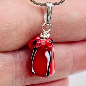 Lampwork Glass Frog Sterling Silver Frog | 1" Long | Red | 1 Pendant |