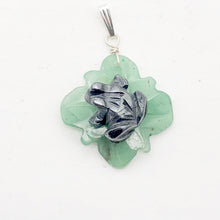 Load image into Gallery viewer, Ribbit Hematite Frog On Aventurine Lily Pad Stering Silver Pendant| 1 5/8&quot; Long|
