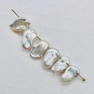 Rose Petal White Keishi Pearls | 12x7mm | White | Keishi | 6 pearls |