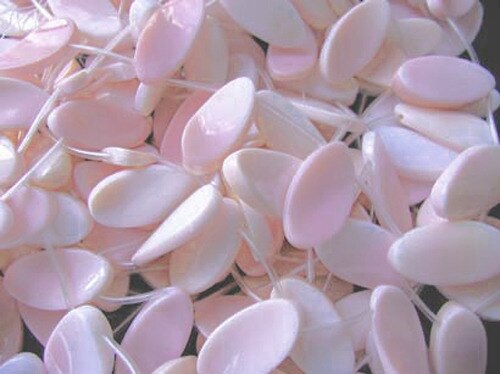Rare 2 Pink Conch Shell Oval Briolette Beads 9832 - PremiumBead Primary Image 1