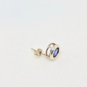 September! 7mm Lab Sapphire & Sterling Silver Earrings 9780Ib - PremiumBead Primary Image 1