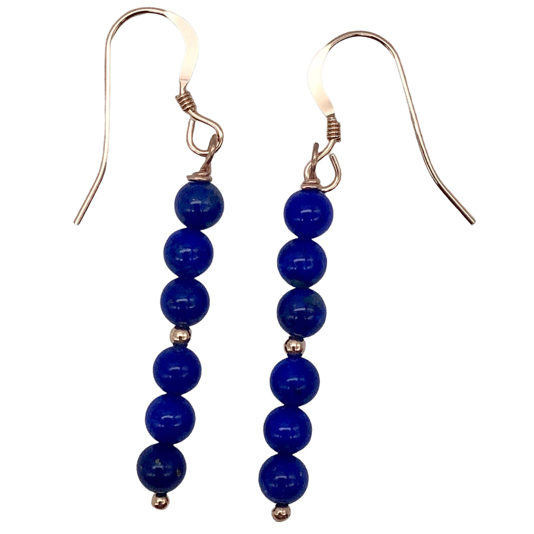 Natural AAA Lapis with 14K Rose Gold Filled Earrings | 1 3/4