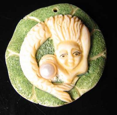 Splash 41mm Hand Carved & Scrimshaed Mermaid Centerpiece Bead 10349 - PremiumBead Primary Image 1