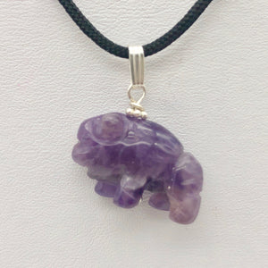 Amethyst Hand Carved Bison / Buffalo Sterling Silver 1" Long Pendant 509277AMS - PremiumBead Alternate Image 7