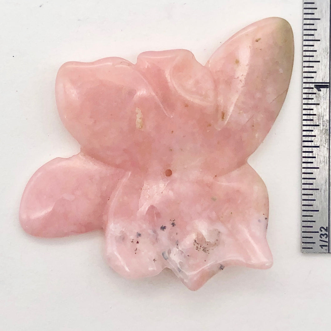 Hand Carved Pink Peruvian Opal Flower Semi Precious Stone Bead | 28.7cts | - PremiumBead Primary Image 1