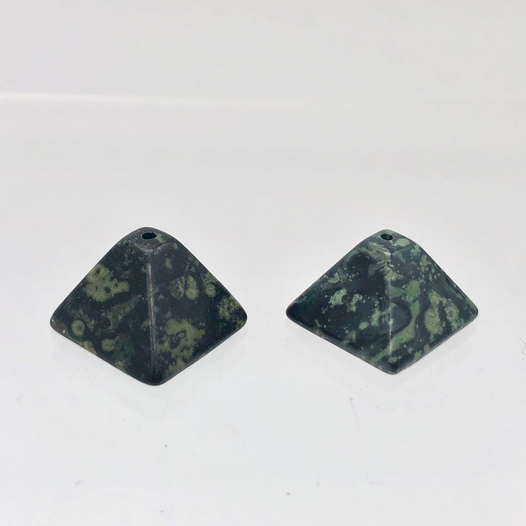 Shine 2 Hand Carved Kambaba Jasper Pyramid Beads, 16x16x11mm, Green 9289KJ - PremiumBead Primary Image 1