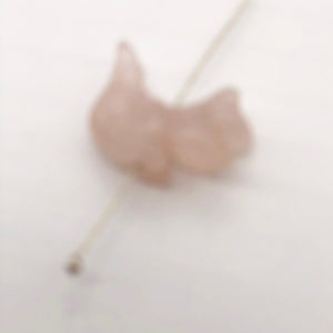 Charming 2 Rose Quartz Carved Squirrel Beads | 22x15x10mm | Pink