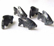 Load image into Gallery viewer, Swimming 2 Hand Carved Hematite Koi Fish Beads | 23x11x5mm | Silver black - PremiumBead Alternate Image 7
