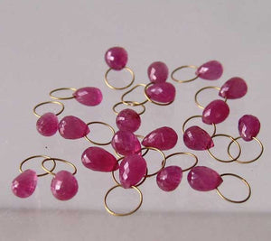 One Bead of .98cts Natural Pink Red Ruby 18K Briolette Pendant 9917A - PremiumBead Alternate Image 2