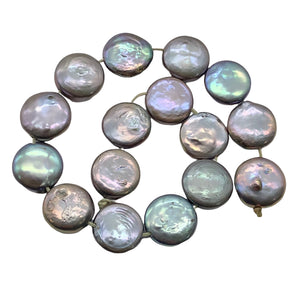 Shimmer Silvery Platinum FW Coin Pearl 8 inch Strand 9447HS