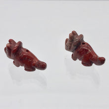 Load image into Gallery viewer, Dinosaur 2 Carved Brecciated Jasper Triceratops Beads | 22x12x8mm | Red - PremiumBead Alternate Image 6
