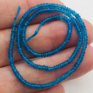 Apatite Roundel 13" Bead Strand | 3 mm | Neon Blue | 190 Beads |