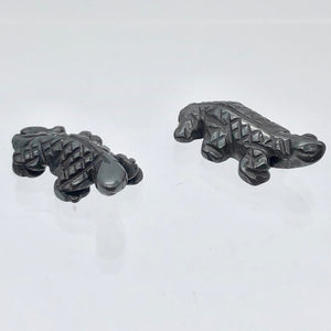 2 Carved Shiny Hematite Lizard Beads | 26x14x7mm | Graphite - PremiumBead Primary Image 1