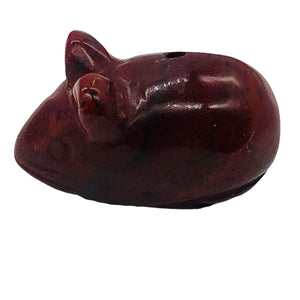 Cute Brecciated Jasper Carved Mouse Figurine | 19x11x11 mm | Red