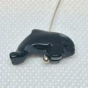 Hand Carved Onyx Orca Whale Figurine Worry Stone | 23x12.5x8mm | Black