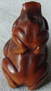 Carved Signed Boxwood Piggy Back Frog Ojime/Netsuke Bead - PremiumBead Alternate Image 4