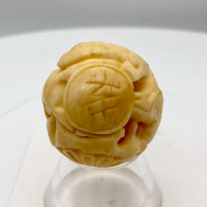 Carved Chinese Zodiac Year of the Pig Water Buffalo Bone Bead |30mm|Cream| 1 Bd| - PremiumBead Alternate Image 2