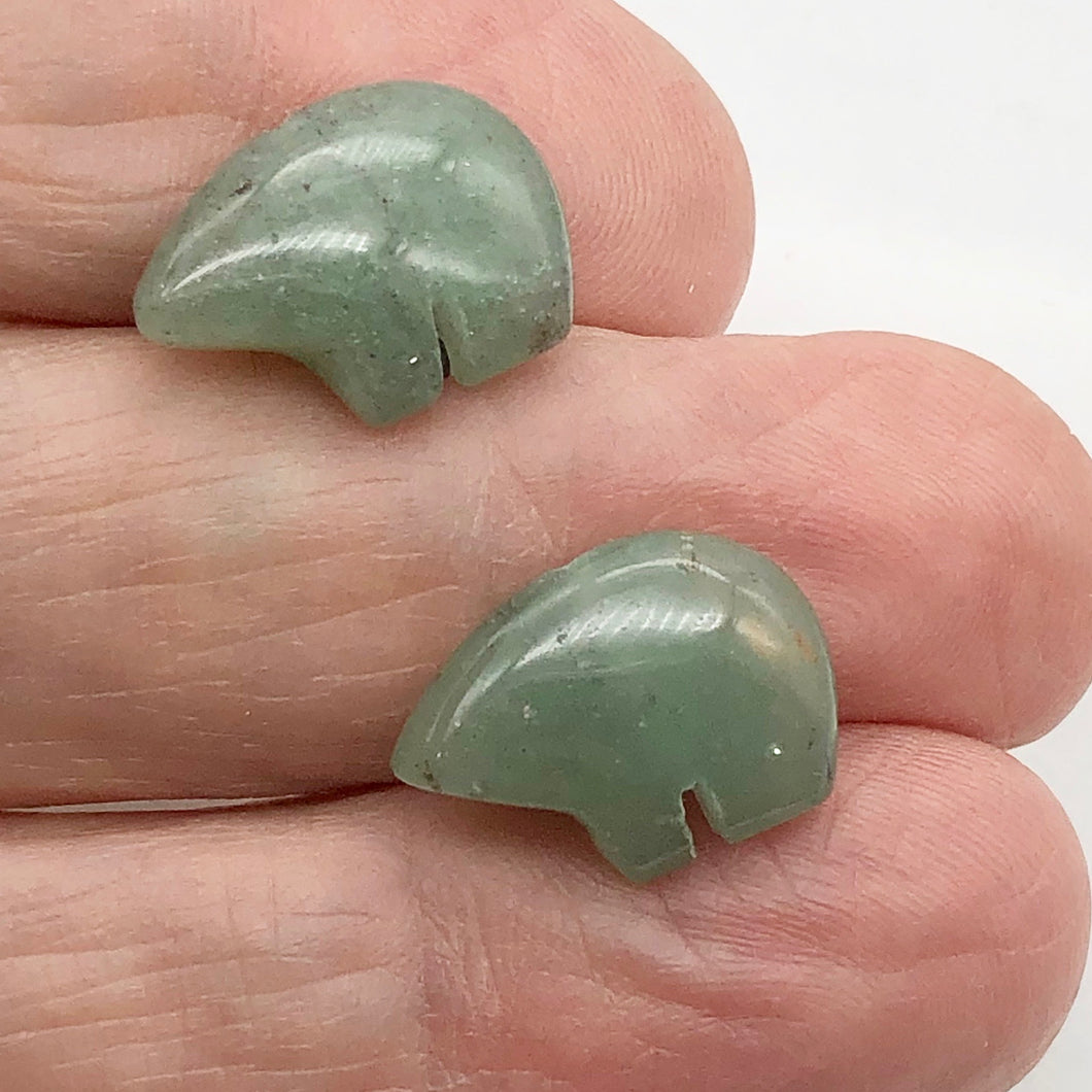 Aventurine Zuni Bear Talisman Fetish | 18x13x6mm | 2 Beads | Green |