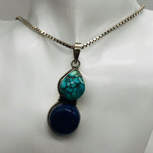 Load image into Gallery viewer, 160cts Natural Turquoise &amp; Lapis Solid Sterling Silver Pendant 4175
