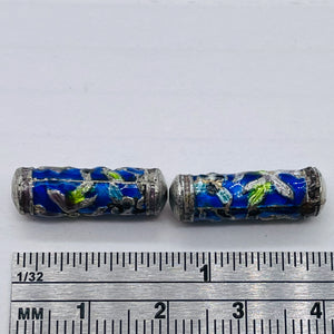 Flowers 2 Enameled Beads 20mm Tube Beads 10517