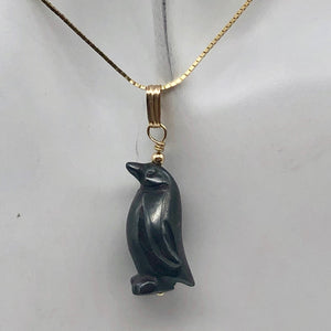 March of The Penguins Hematite Carved Bead & 14Kgf Pendant| 1 3/8" Long| Bronze| - PremiumBead Alternate Image 2