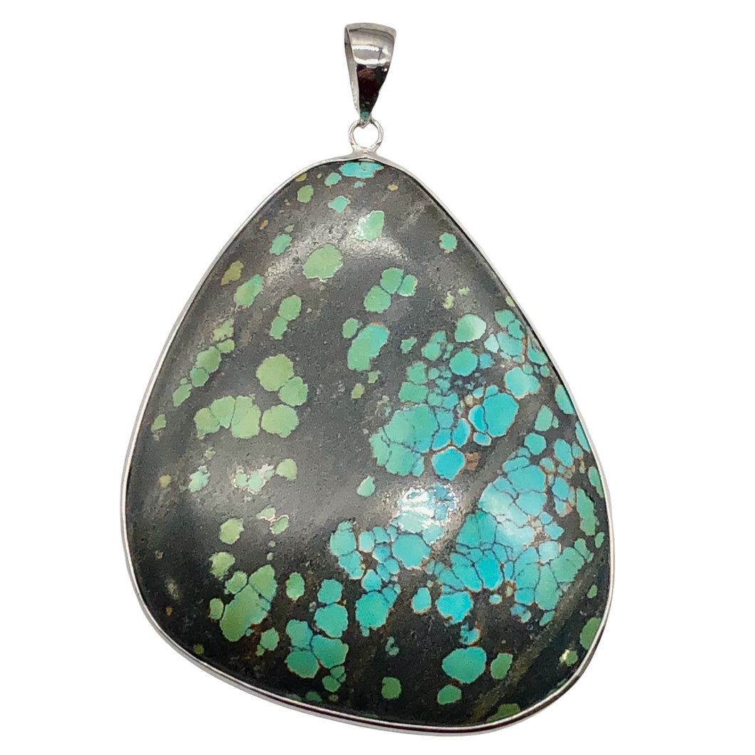 Natural Turquoise 90ct Sterling Silver Pendant | 2 1/2x1 3/4