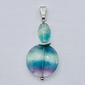 Fluorite Sterling Silver Goddess Dangle Pendant | 2" Long | Blue/Purple | 1 |