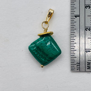 Malachite 8mm 14K Gold Filled Drop/Dangle | 1" Long | Green | 1 Pendant |