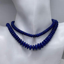 Load image into Gallery viewer, Lapis Lazuli Rondelle Graduated Necklace | 32&quot; Long | Blue Silver | 16-12mm |
