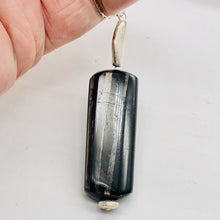 Load image into Gallery viewer, Hypersthene, Flat Rounded Rectangle Dangle Pendant | 2 1/2&quot; Long | Black/Silver|
