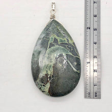 Load image into Gallery viewer, Tsunami Stone Briolette Sterling Silver Pendant | 2 3/4&quot; Long | Green, White | 1
