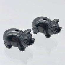 Load image into Gallery viewer, Oink 2 Carved Hematite Pig Beads | 21x13x9.5mm | Silvery Grey - PremiumBead Alternate Image 4
