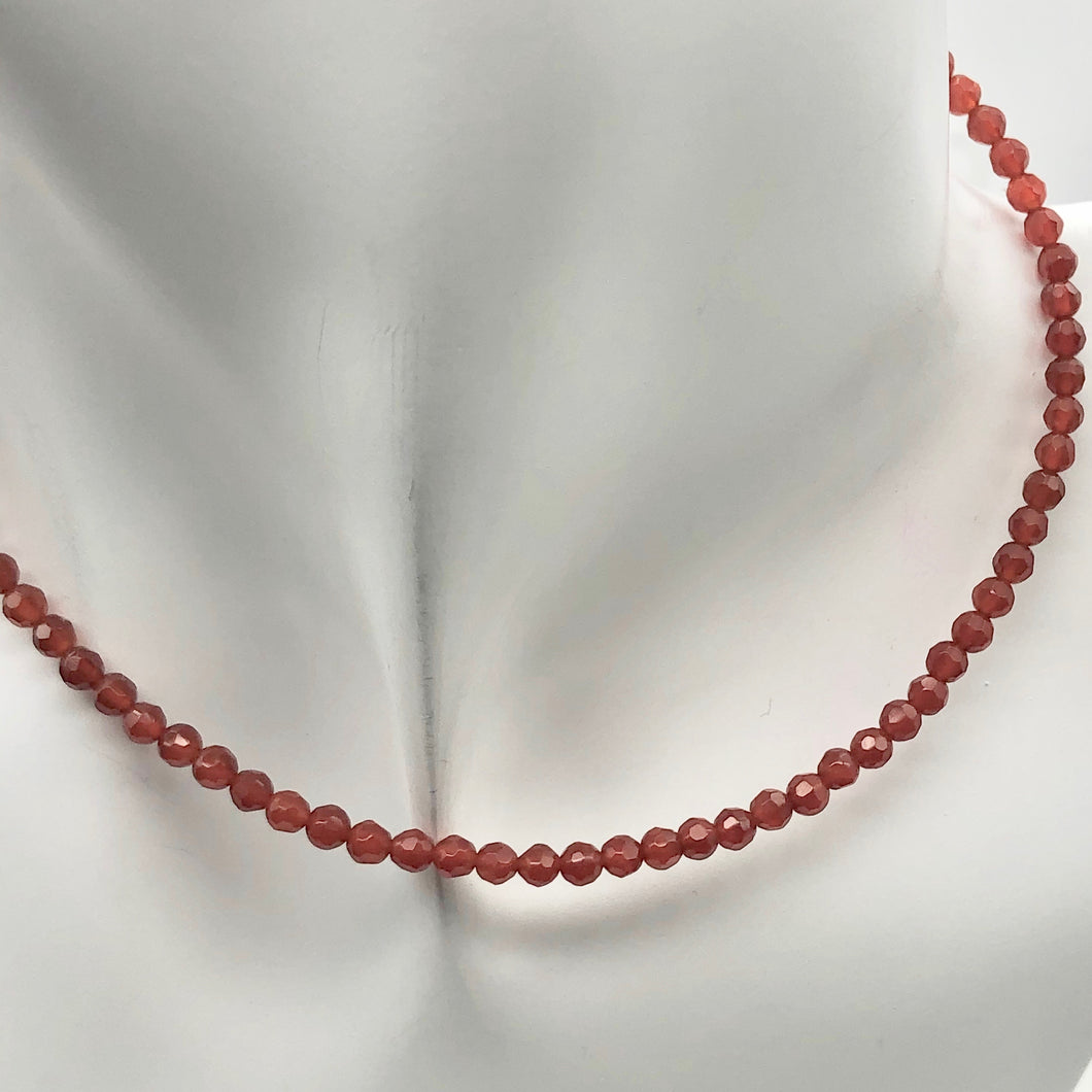 Luscious! Faceted 3mm Natural Carnelian Agate Bead Strand - PremiumBead Primary Image 1