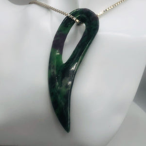 Ruby Zoisite Gemstone Comma Pendant | 94x28x6mm | Green/Red | 1 Pendant |