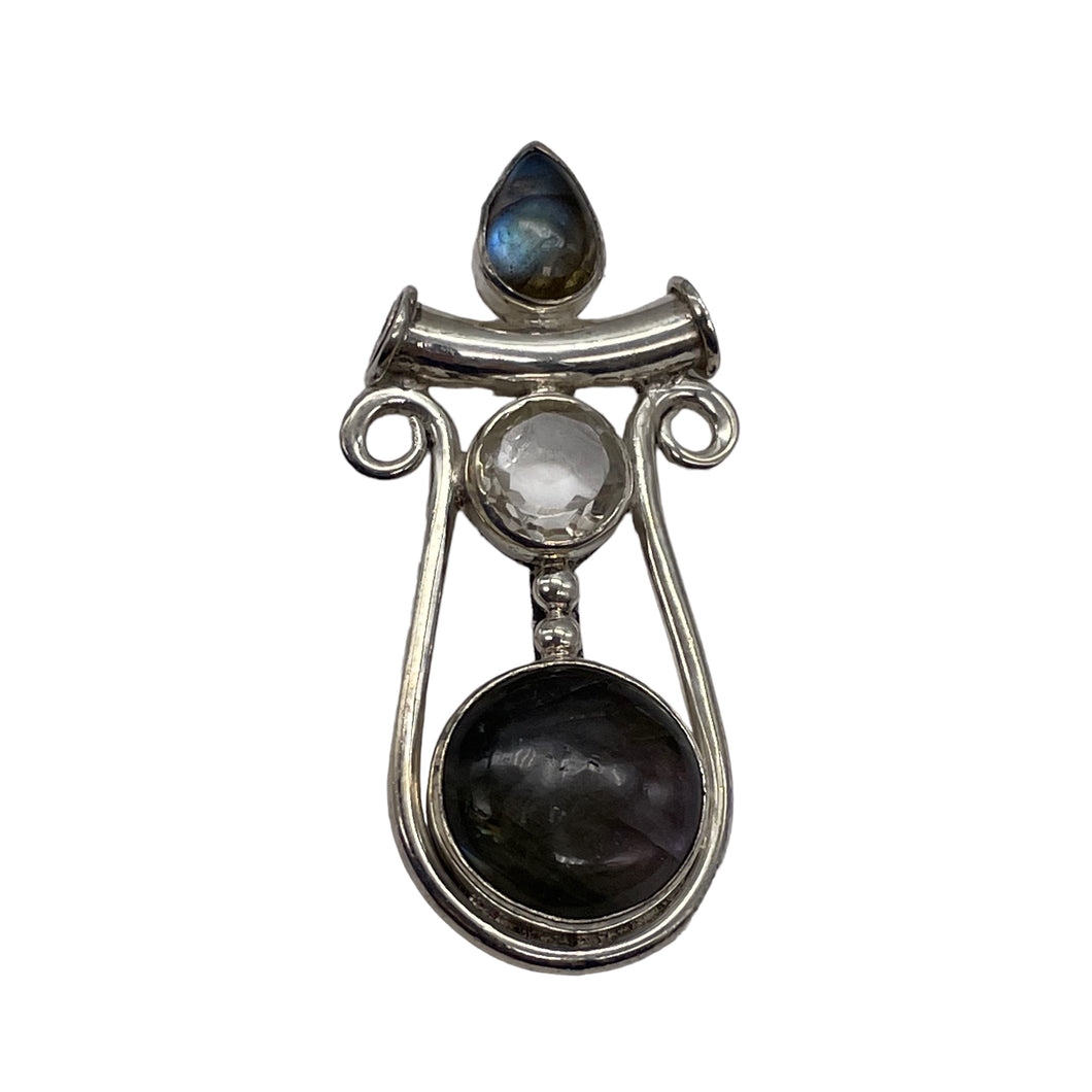 Quartz Labradorite Free Form Pendant | 2