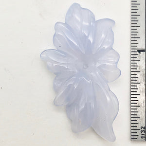 16.9cts Exquisitely Hand Carved Blue Chalcedony Flower Pendant Bead - PremiumBead Primary Image 1