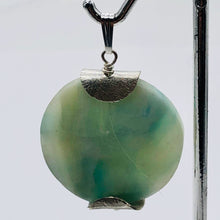 Load image into Gallery viewer, Wavy Hemimorphite Sterling Silver Disc Dangle Pendant 1 3/4&quot; Long | Aqua/Green |
